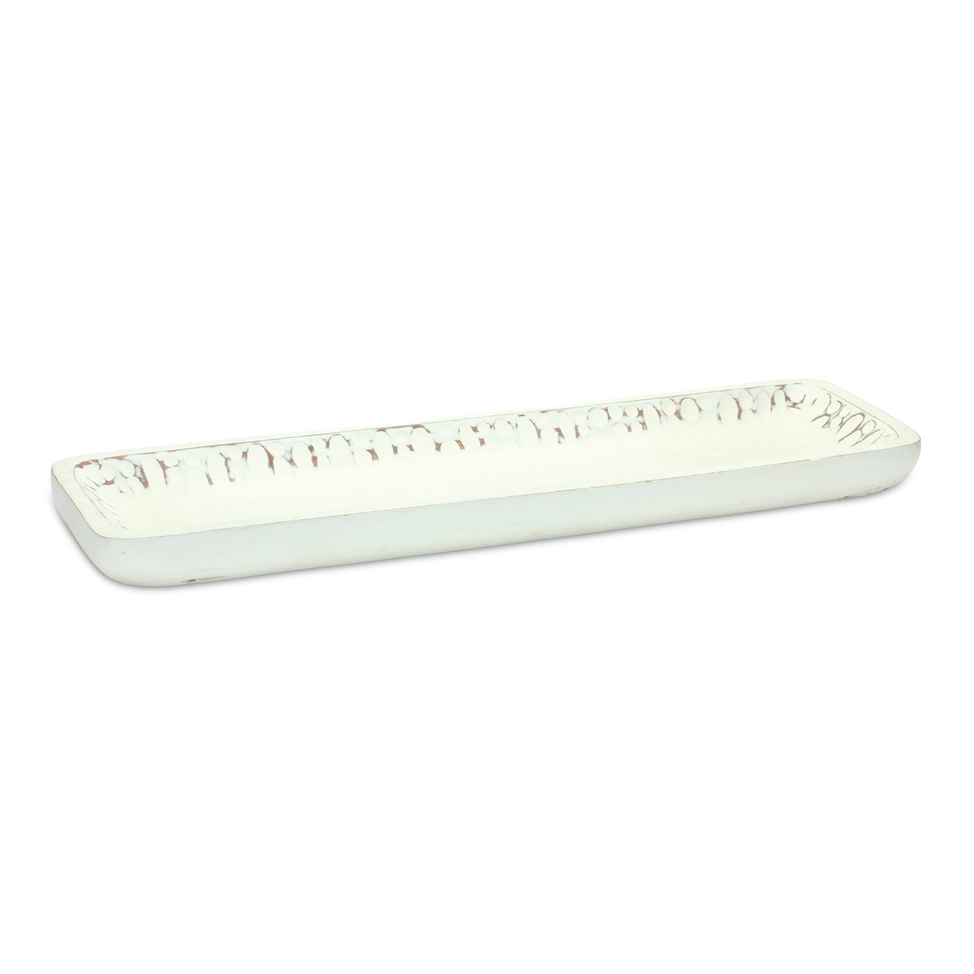 White-Washed Mango Wood Tray Set